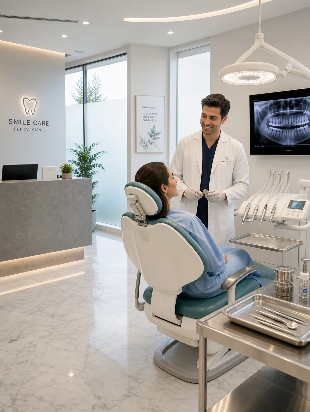 Modern dental clinic interior with clean, minimalist design