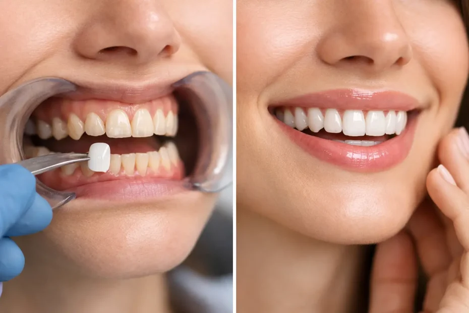 Carillas de porcelana antes y después